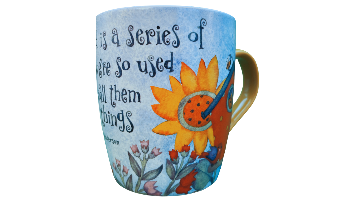sunflower inspirational quote mug back view with quote continuation