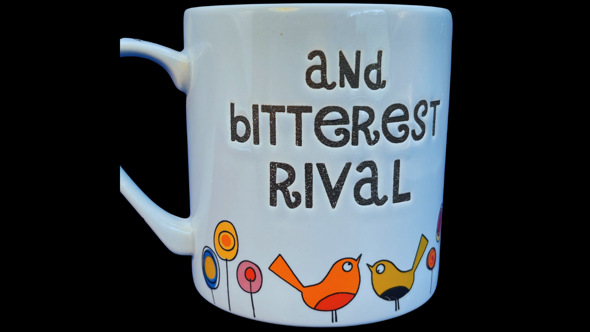 Beloved Brother Bitterest Rival Mug full wraparound view birds