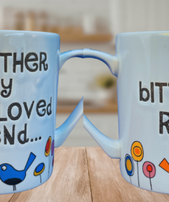 Beloved Brother Bitterest Rival Mug lifestyle image showing both sides