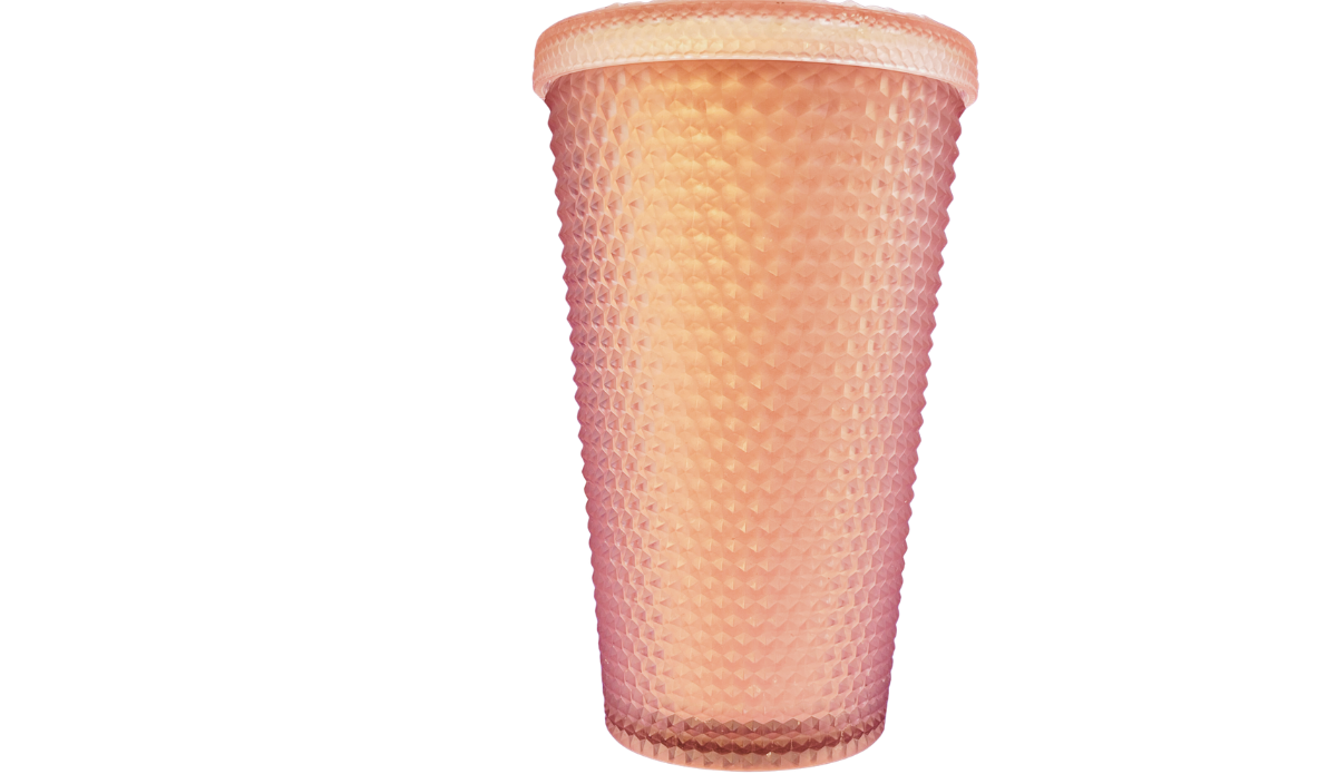Starbucks Iridescent Rainbow Studded Venti Tumbler back view with continuous diamond-textured exterior