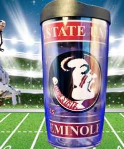FSU Noles Tervis Tumbler displayed in a Florida State football stadium game day scene