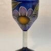 Hand Painted Floral Wine Goblet with Hand Blown Mexican Wine Glass