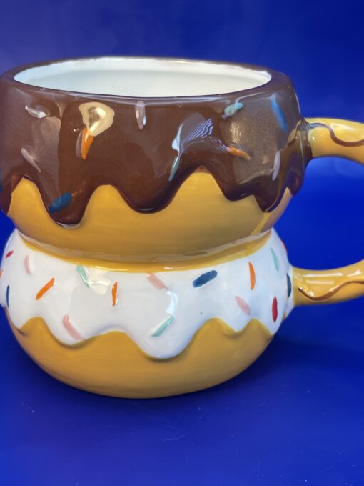 3D Sprinkled Double Donut Mug Coffee Cup with Donuts - Image 2