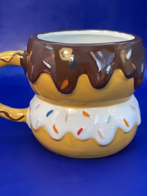 3D Sprinkled Double Donut Mug Coffee Cup with Donuts
