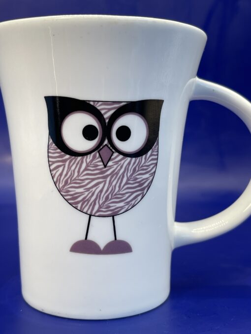 Tara Reed Purple Owl Mug for Owl Lovers Coffee Cup with Purple Owl