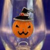 Bling Jack-O-lantern Stemless Wine Glass with Blinged Out Pumpkin Wine Glass