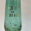 Green Glitter Cheer Wine Glass Cup Of Cheer Wine Glass