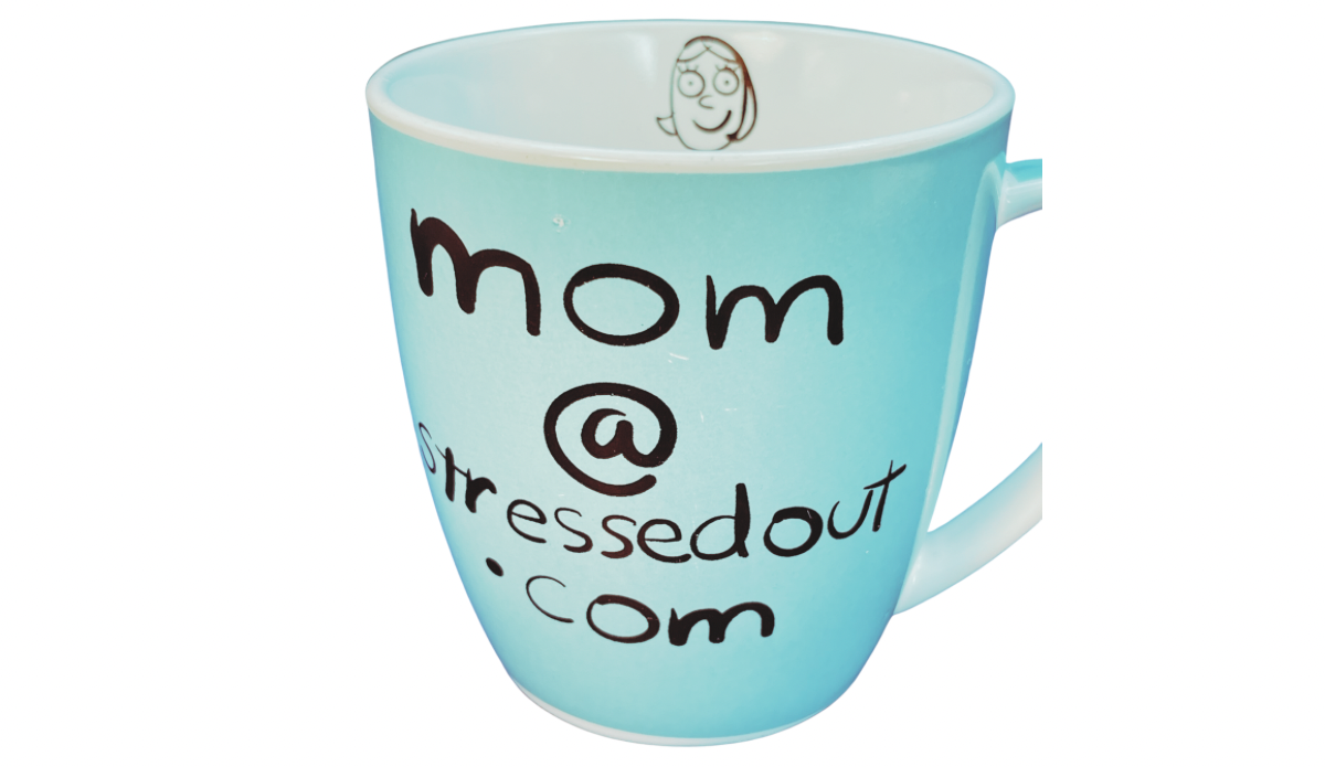 funny stressed out mom mug top view interior face detail