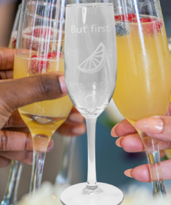 But First Mimosas Champagne Flute lifestyle brunch toast with mimosas