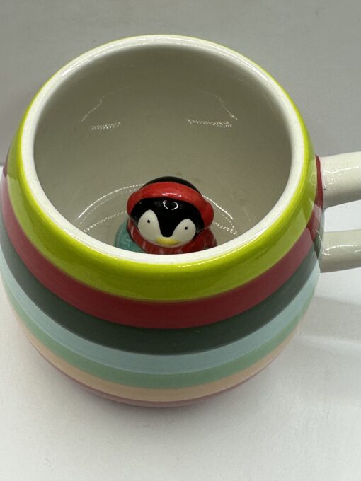 Striped Penguin Surprise Mug with Penguin Striped Coffee Cup