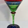 Hand Painted Multicolor Martini Glass with Gold Swirls - Image 4