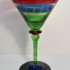 Hand Painted Multicolor Martini Glass with Gold Swirls - Image 2