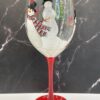 Hand Painted Snowman Wine Glass for Christmas Wine Glass with Snowman - Image 5