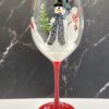 Hand Painted Snowman Wine Glass for Christmas Wine Glass with Snowman - Image 2