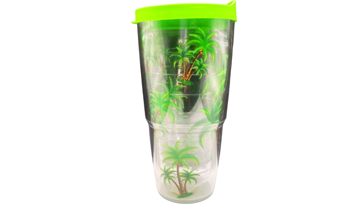 Palm Trees Tervis Tumbler featuring coconut palm artwork and tropical island styling