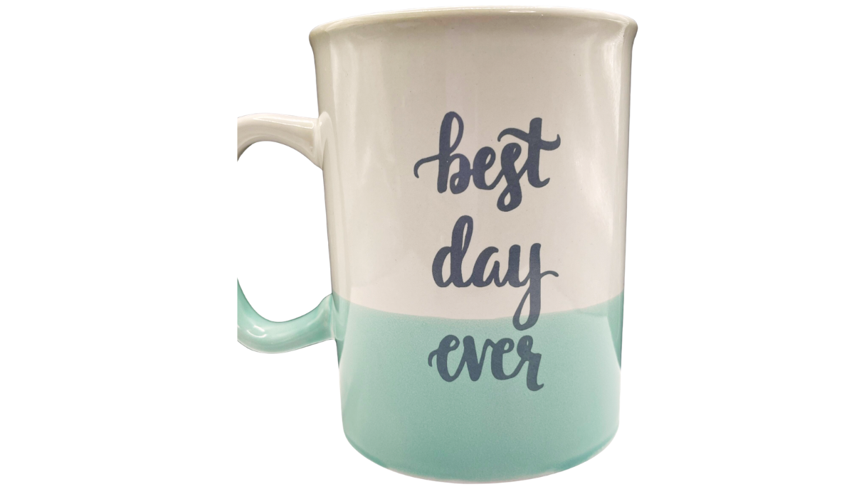 Side middle view highlighting the cream upper and mint lower design