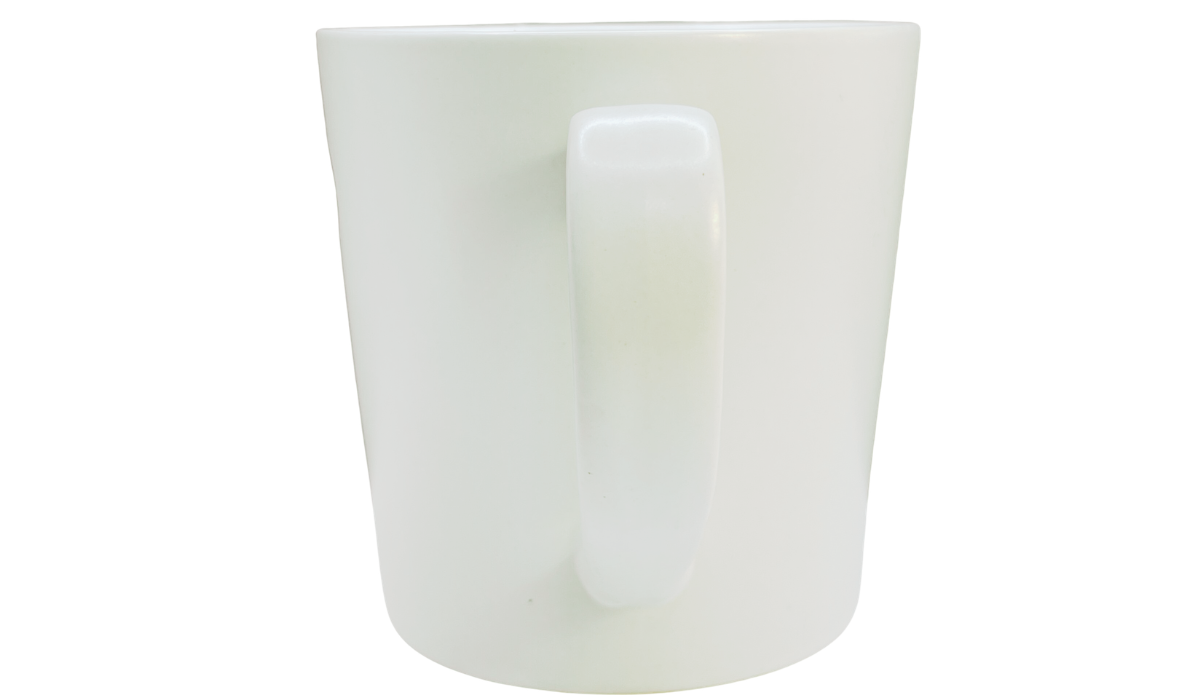 Key Lock Couples Mug handle view with minimalist porcelain styling
