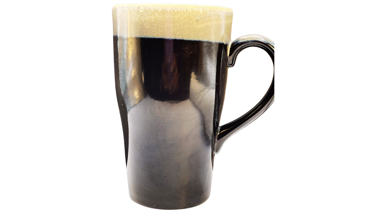 Born To Fish Latte Mug reverse view showing dark glaze finish