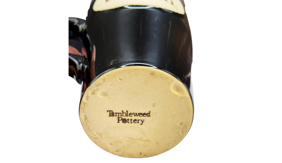 Born To Fish Latte Mug bottom view showing Tumbleweed Pottery maker's mark