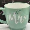 Green White Mr. Pedestal Mug Coffee Cup For Him Anniversary Gift Coffee Cup Mug
