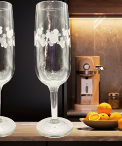 Disney Etched Mickey Mouse Champagne Flute celebration scene