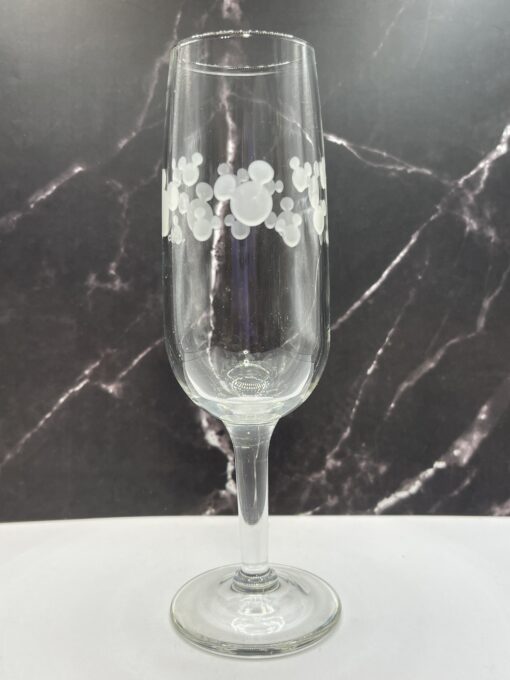 Etched Mickey Mouse Champagne Flute from Disney World Florida Souvenir Wine Glass