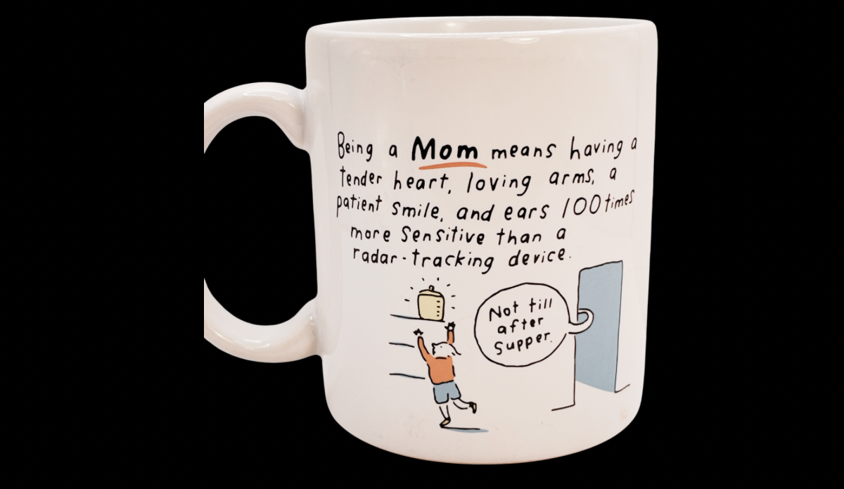 Hallmark Being A Mom Means Funny Mug back view full quote shoebox greetings mug