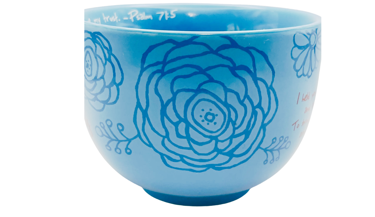 Abbey Press soup prayer mug blue floral artwork panel