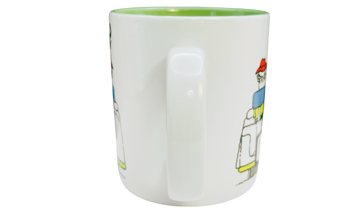 Retired Golfer Funny Mug handle view with white handle and green interior