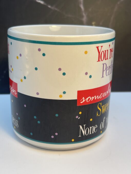 Introducing the Perfect Age Funny Confetti Mug. It's the perfect #cupofmood because or aging fabulously has never looked this fun—or this bold.