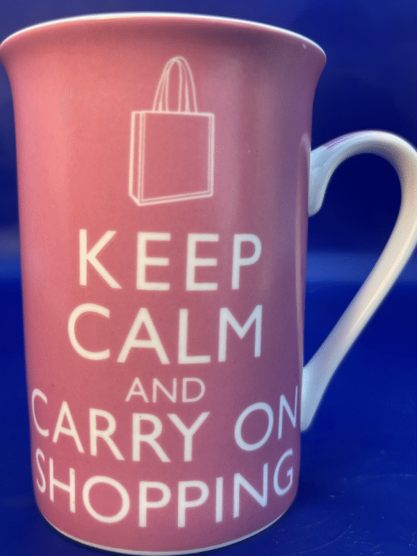Elevate your shopping routine with sophistication and fun with our Keep Calm and Carry On Shopping Mug. It’s the perfect shopaholic #cupofmood.