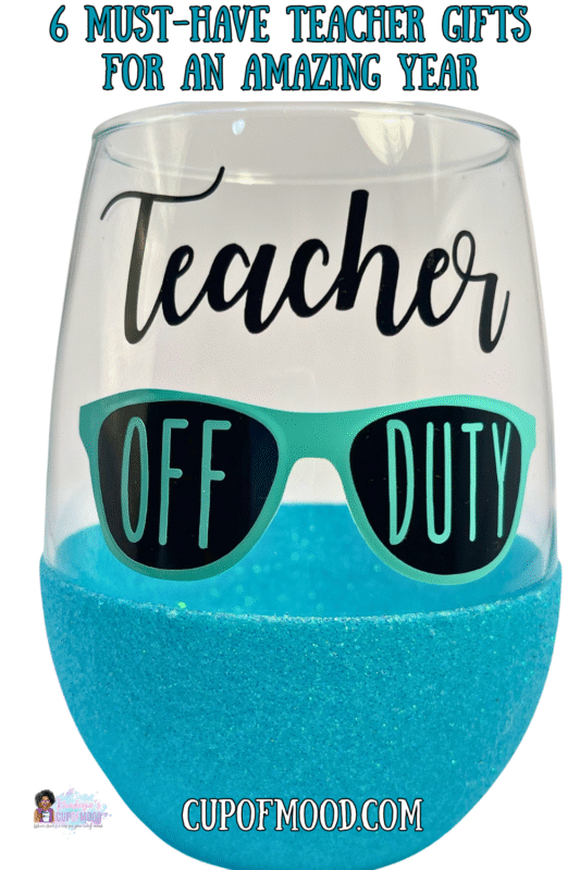 Teacher Off Duty Sparkly Stemless Wine Glass
