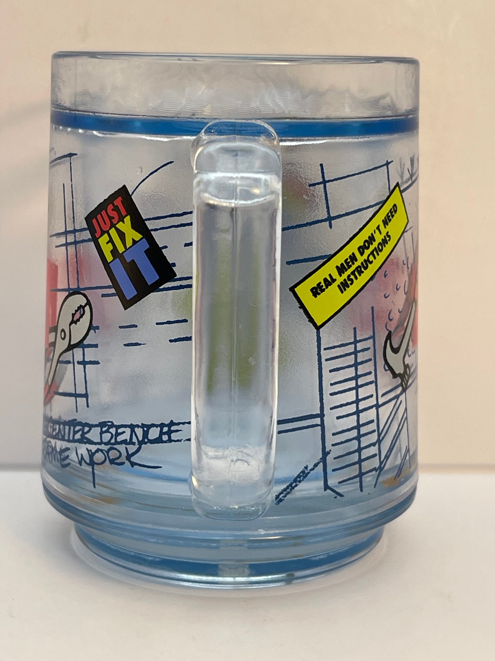 Side view of 6-inch freezer mug showing handle of classic Home Improvement design