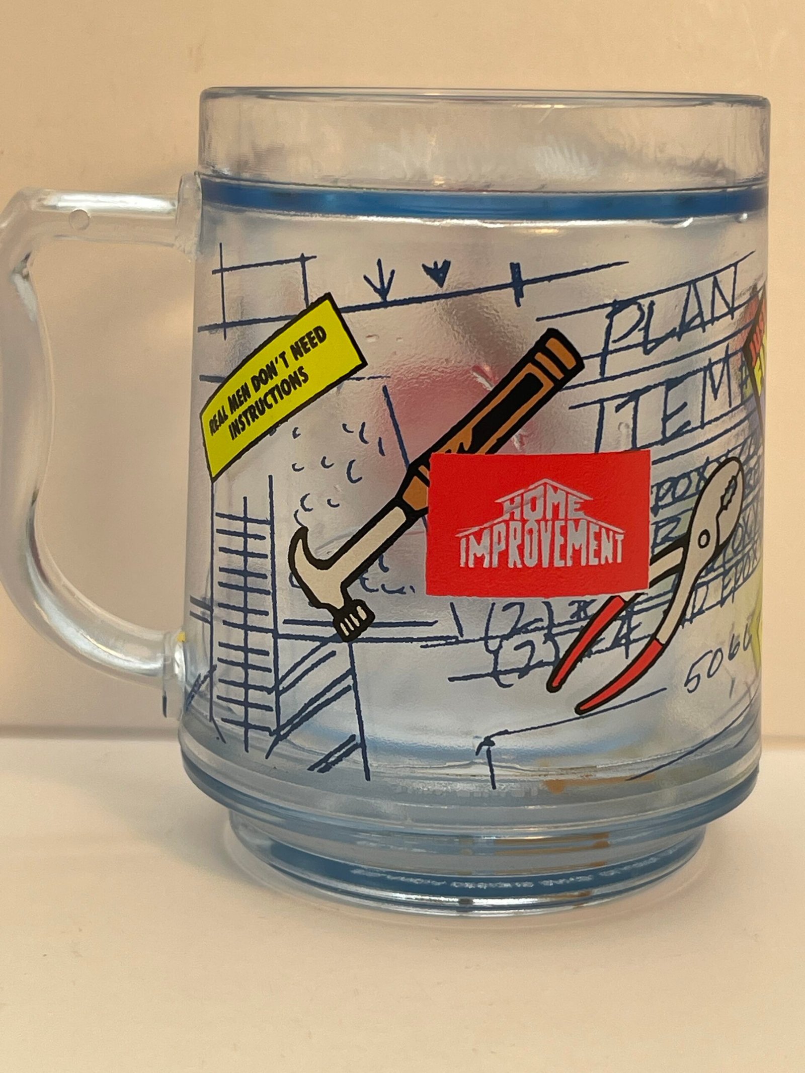 Vintage Home Improvement TV show freezer mug with logo and tools