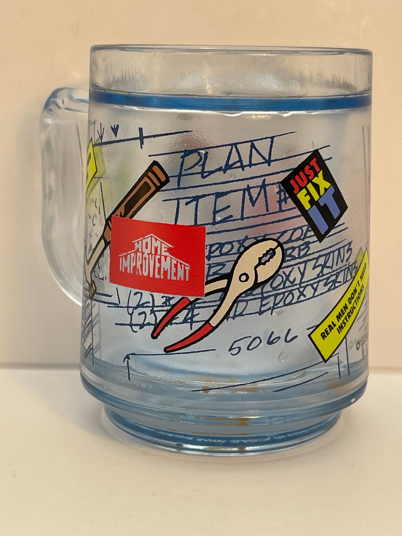 Side view of 6-inch freezer mug showing classic Home Improvement design
