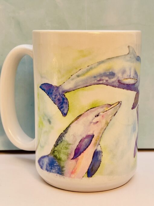 Pastel Dolphin Ceramic Mug side view
