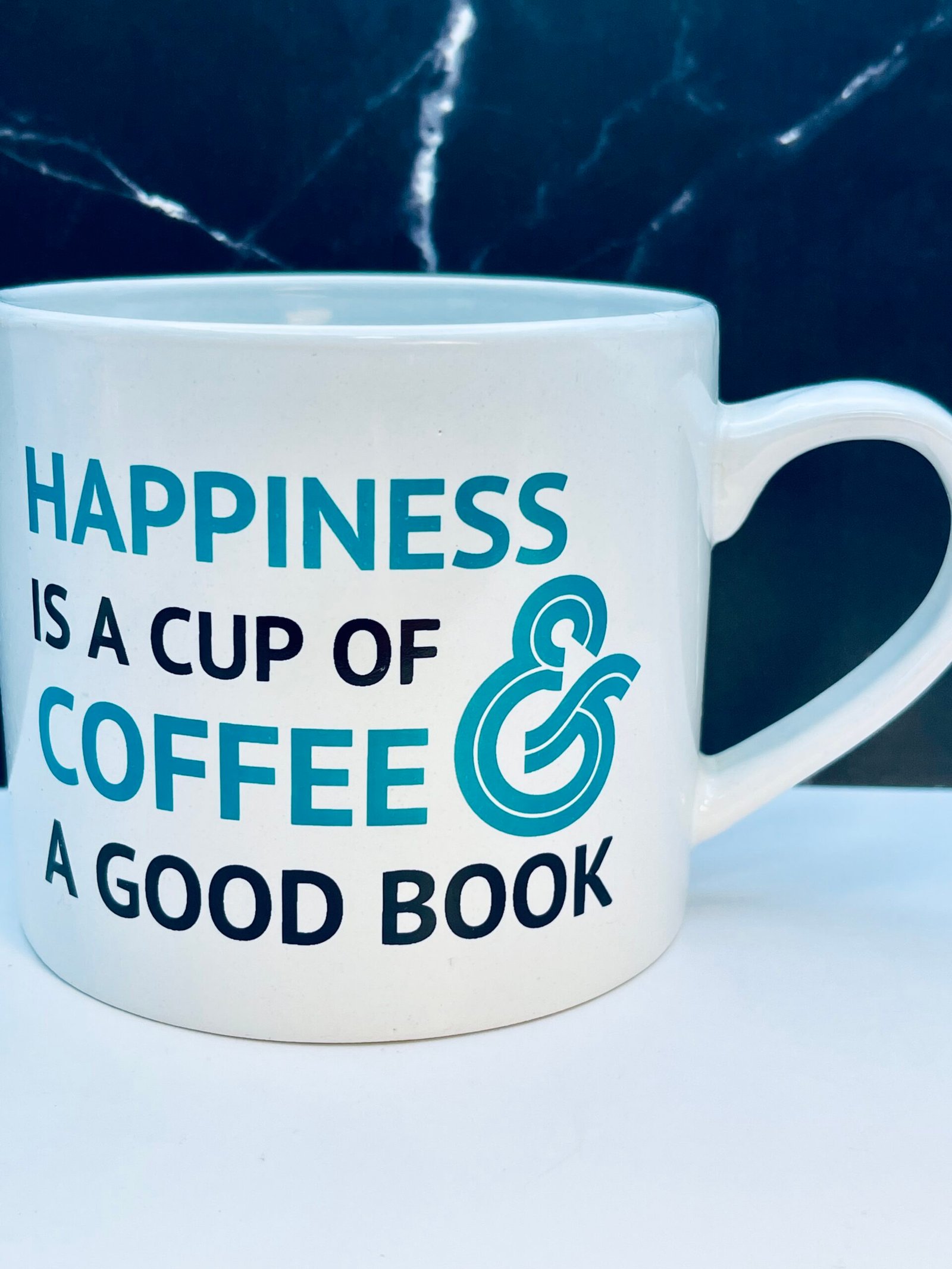Happiness Is Coffee & Book Mug white ceramic