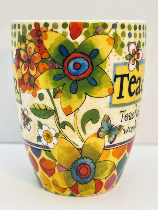 White ceramic teacher appreciation mug