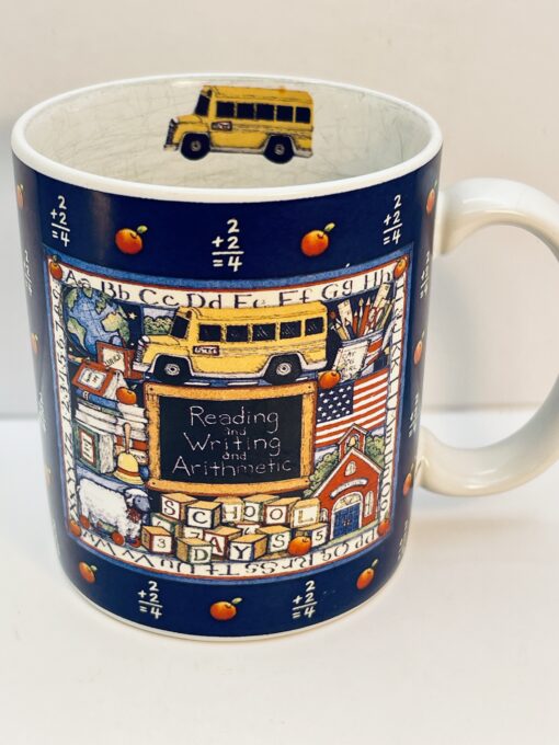 Yellow school bus inside rim mug