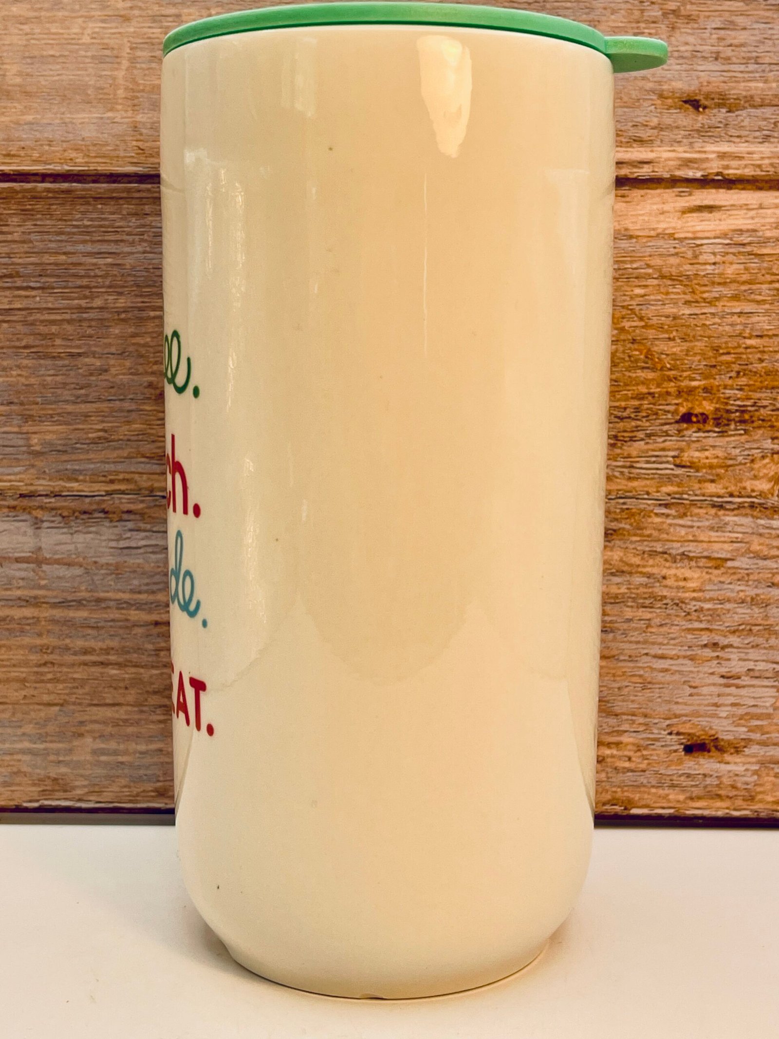 Ceramic travel mug for educators with funny quote