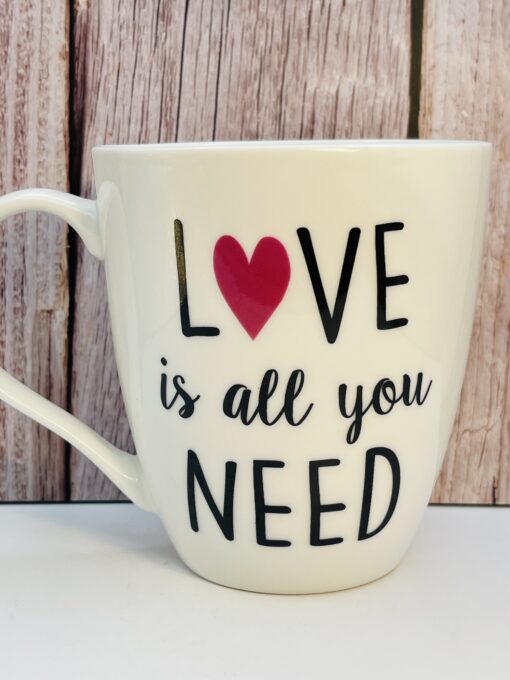 Dishwasher safe Love Is All You Need mug