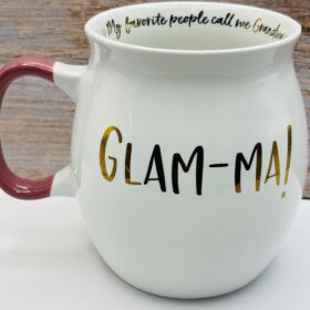 Mauve handle glamorous grandma mug