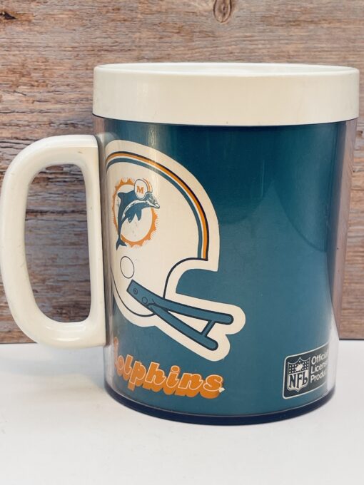 1976 Dolphins acrylic mug with white handle