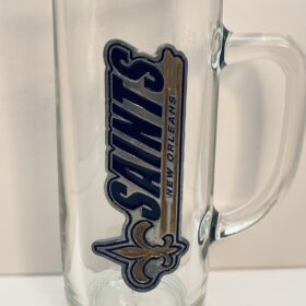 Raised metal Saints logo beer mug