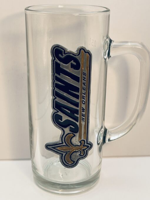 Raised metal Saints logo beer mug