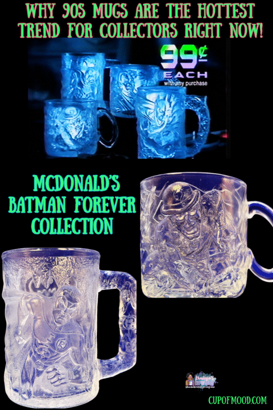 Batman Forever McDonald’s 1995 collector glass and McDonald’s Riddler Batman Forever glass mug