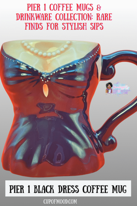 This hand-painted dolomite mug is designed to resemble a classic little black dress. Complete with a bow tie and elegant neckline. Especially making it a standout piece in any kitchen.