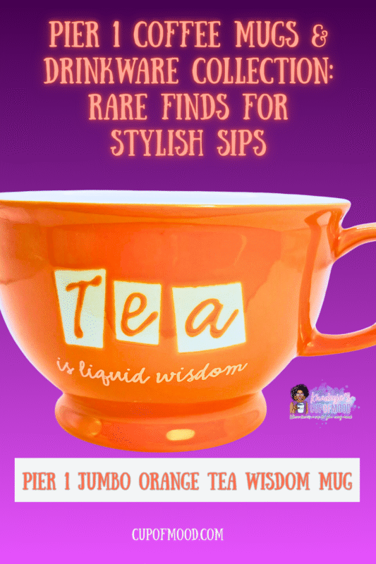 Crafted from durable stoneware, the Pier 1 Jumbo Orange Tea Wisdom Mug boasts a generous 12-ounce capacity. 