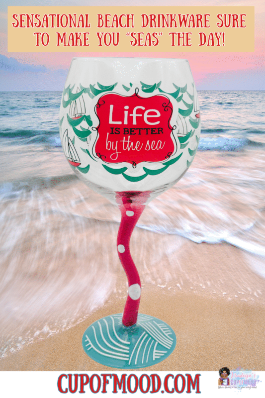 Better By Sea Wine Glass with coastal sailing design