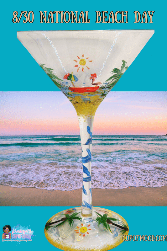 Escape to paradise with this stunning Hand Painted Beach Scene Martini Glass! It’s the perfect #cupofmood featuring a meticulously hand-painted beach scene.